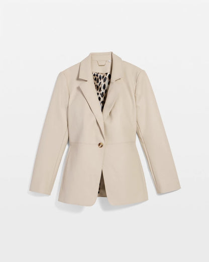 Chico's | Faux Leather Blazer/ Ivory Wheat