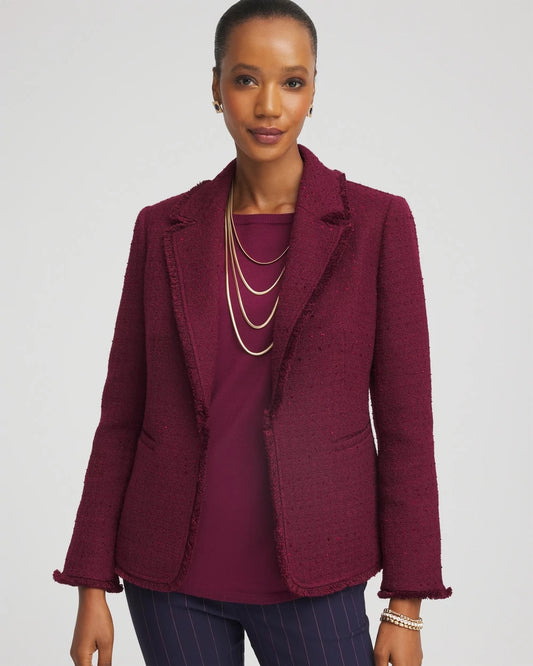 Chico's | Tweed Fringe Blazer/ Deep Chianti