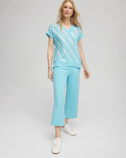 Chico's | Zenergy® French Terry Gauze-Inset Cropped Pants/ Paradiso Blue