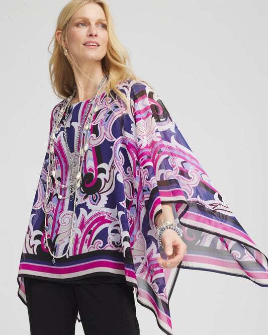 Chico's | Travelers™ Paisley Chiffon Layered Top/ Purple Clover