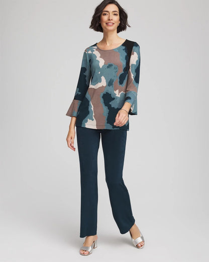 Chico's | Travelers™ Crystal Flounce Sleeve Tunic/ Teal Shadow