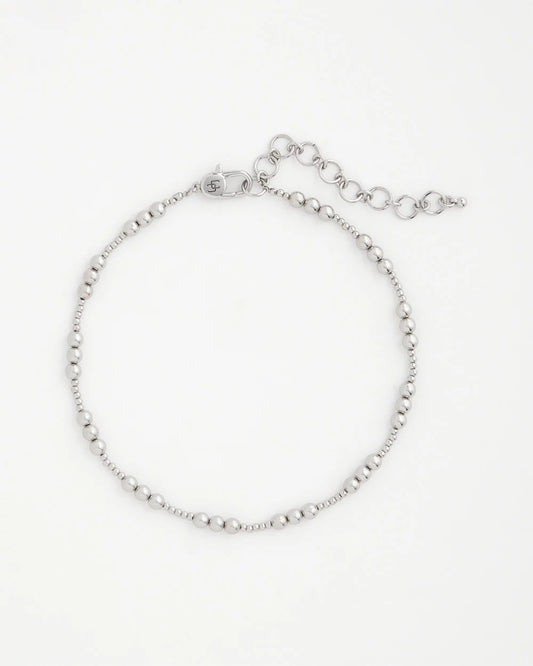 Chico's | Silvertone Beaded Necklace/ Silver