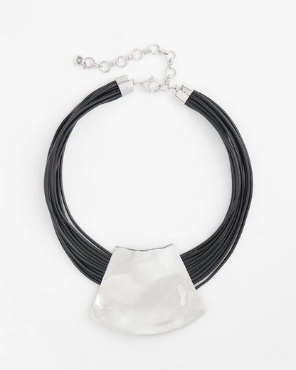 Chico's | Pendant Bib Necklace/ Black/Silver