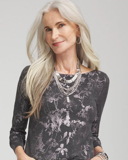 Chico's | Silver Tone Pave Multistrand Necklace/ Silver