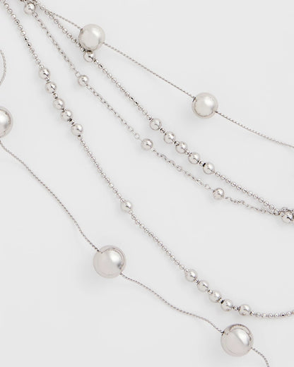 Chico's | Multistrand Beaded Silvertone Necklace/ Silver