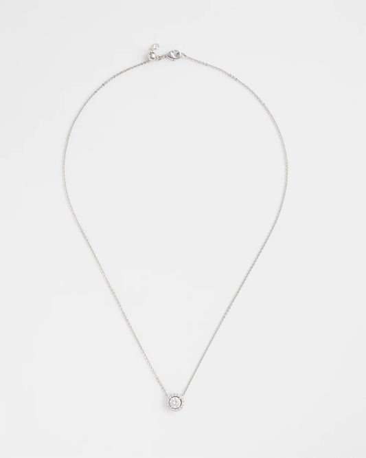 Chico's | Silver Tone Drop Stone Necklace/ Silver