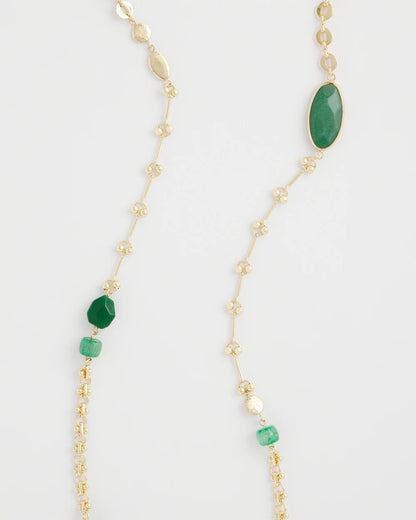 Chico's | Green Accent Long Single Strand Necklace/ Green
