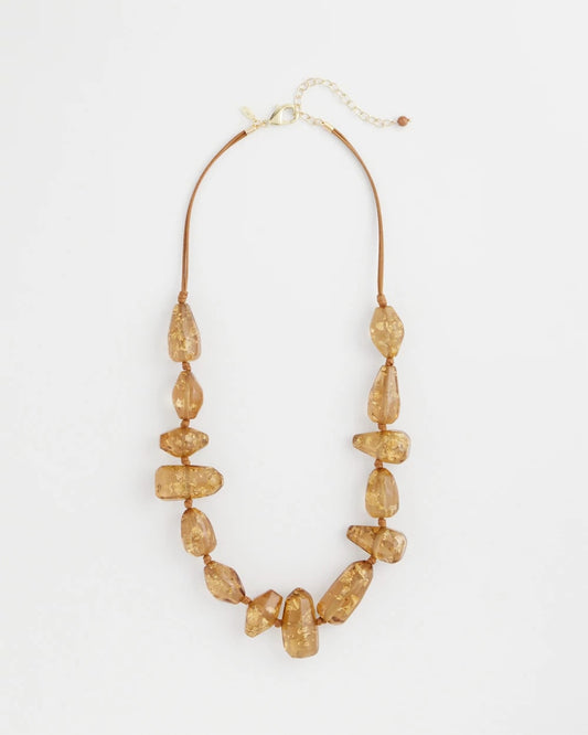 Chico's | Gold Foil Long Single Strand Necklace/ Neutral