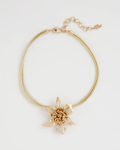 Chico's | Gold Flower Pendant Necklace/ Gold