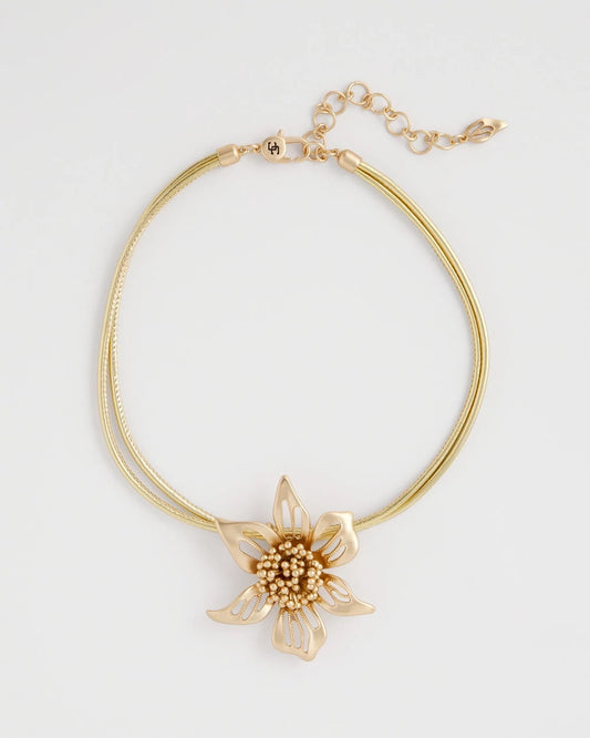 Chico's | Gold Flower Pendant Necklace/ Gold
