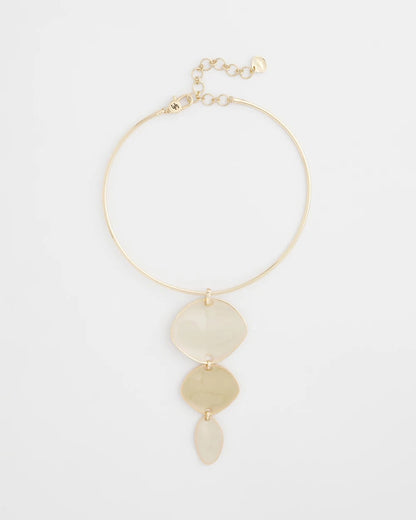 Chico's | Linear Reversible Pendant Necklace/ White/Gold