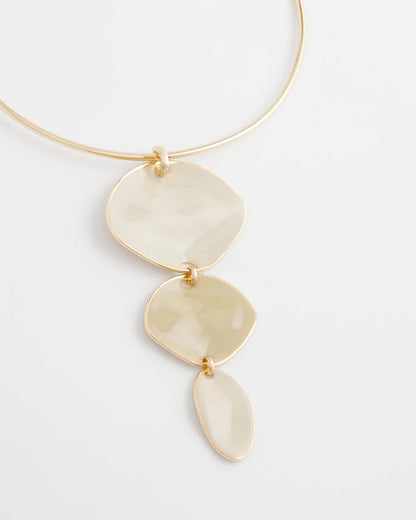 Chico's | Linear Reversible Pendant Necklace/ White/Gold