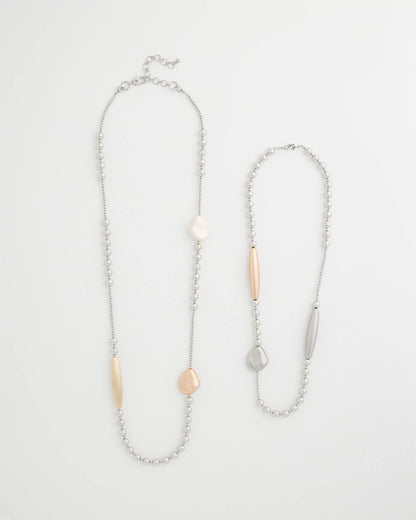 Chico's | Copper and Silver Double Strand Necklace/ Mixed Metals