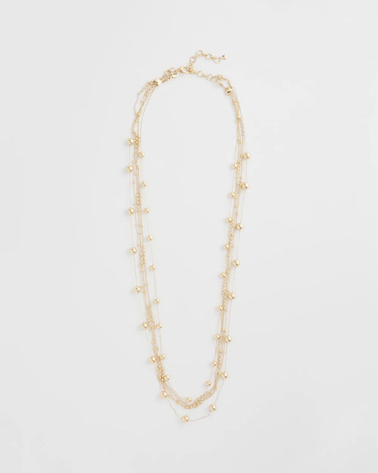 Chico's | Multistrand Beaded Goldtone Necklace/ Gold