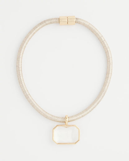Chico's | Goldtone Glass Gem Pendant Cord Necklace/ Gold