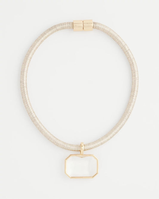 Chico's | Goldtone Glass Gem Pendant Cord Necklace/ Gold