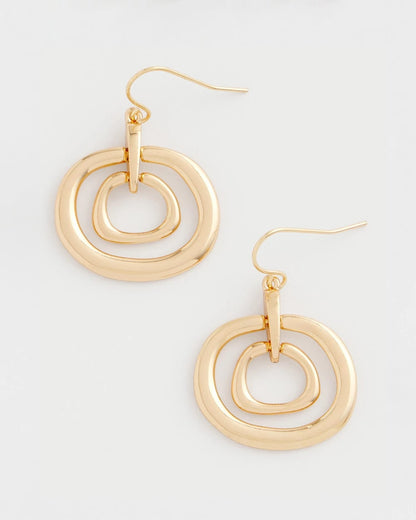 Chico's | Gold Tone Drop Pendant Earrings/ Gold
