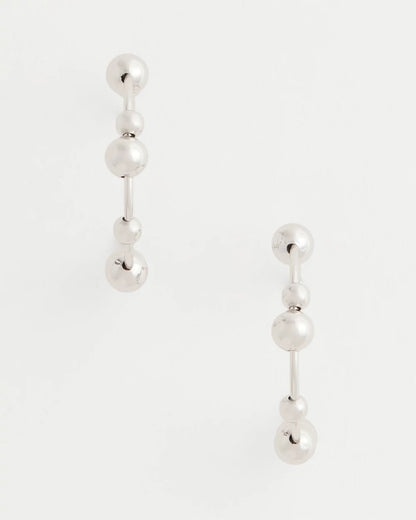 Chico's | Silvertone Beaded Hoop Earrings/ Silver